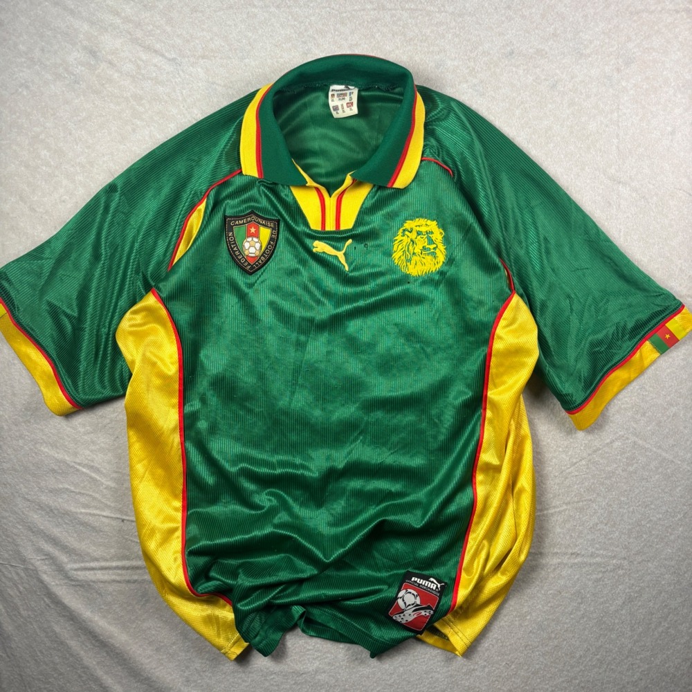 Vintage 90's Green Puma Cameroon Soccer Jersey – Size XL